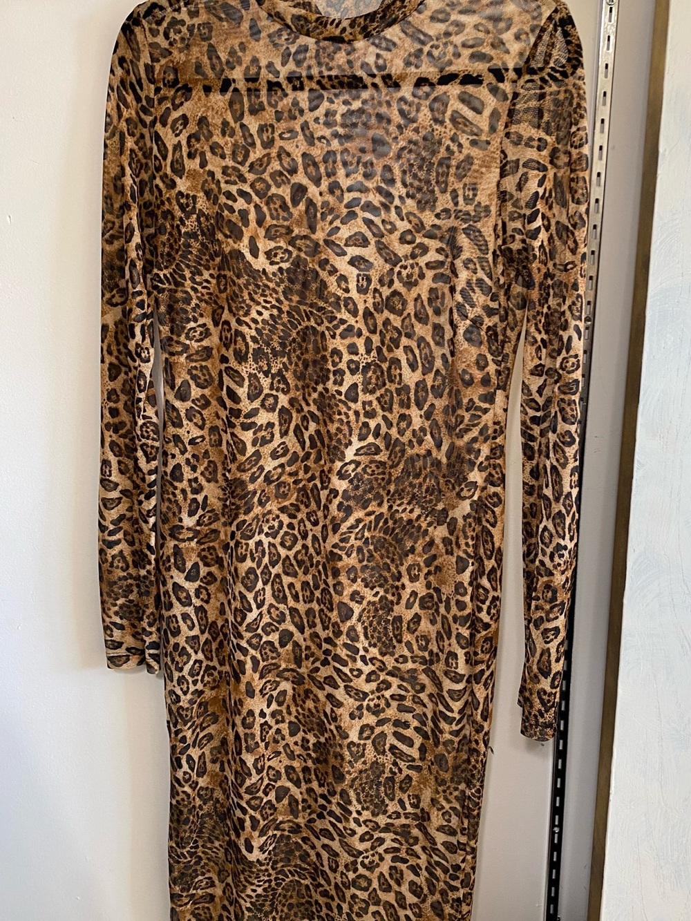 Leopard Print Long Sleeve Bodycon Dress - Brown